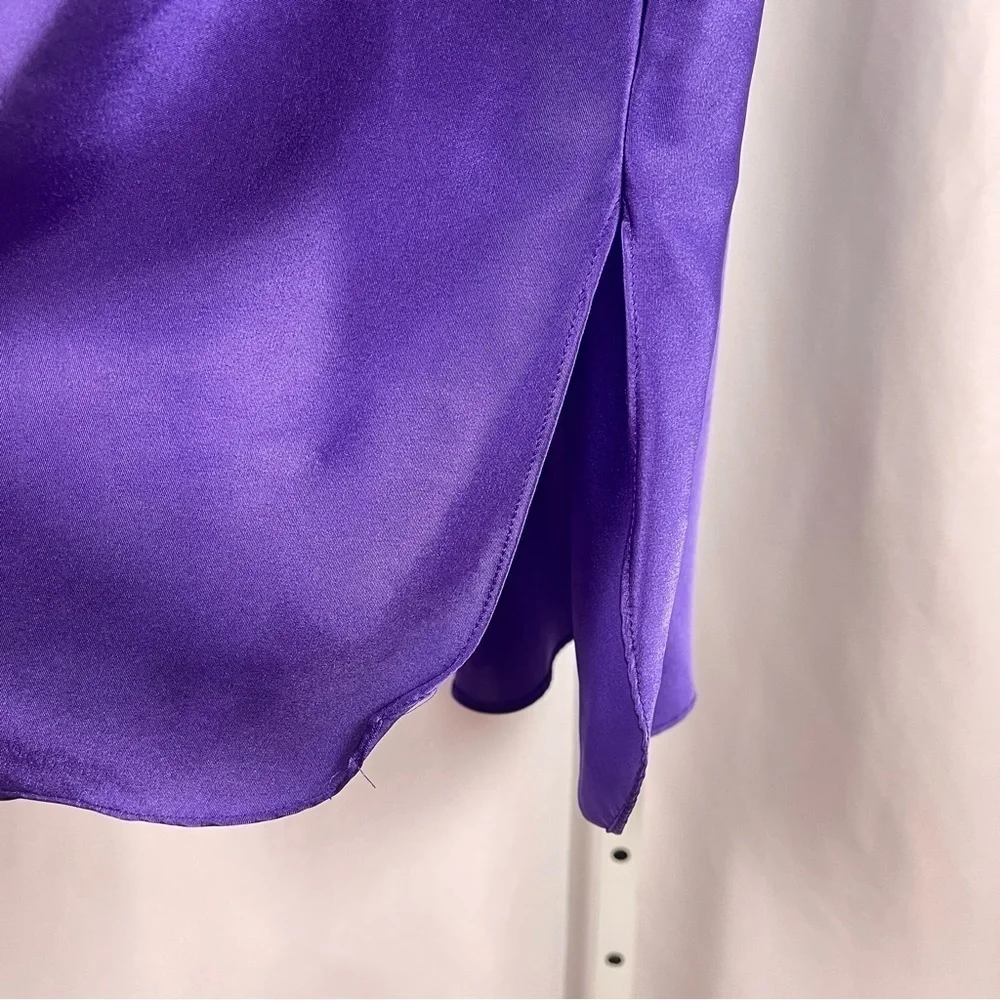 Vintage Inner Most Large Jewel Tone Lace Deep Purple Satiny Silky Slip Dress - Picture 4 of 8